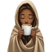 girl inside a blanket sipping coffee eyes closed sticker