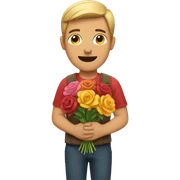 guy holding flowers sticker