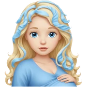 Young pregnant girl, blonde long and wavy hair, and blue eyes, pale skin. sticker