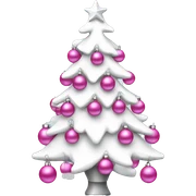 White Christmas tree with pink ornaments sticker