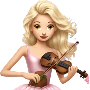 ballet blonde with skin girl with soft pastel tutu playing violin with peonies and sparkles realistic coquette sticker
