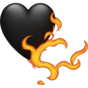 Black heart on fire sticker