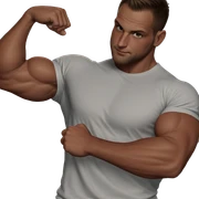 muscular male in white shirt sticker