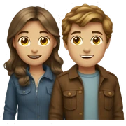 Couple with Brown Hair Boy and Girl  sticker