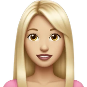 Beautiful woman pink lips with long blonde hair, straight blonde bangs and hazel eyes, happy expression sticker