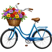 bicycle with a basket of flowers, Afremov style sticker