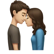 Brunette haired white girl kissing dark brown haired white boy sticker