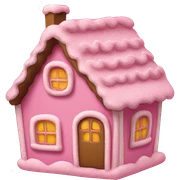 A pink gingerbread house sticker