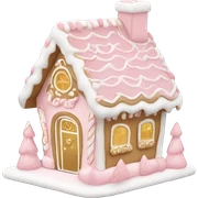 light pink and gold and white gingerbread house sticker