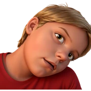 boy in red shirt gazing sticker
