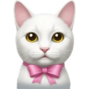 White cat with pink bow sticker