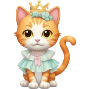 Orange cat with cute pastel princess outfit  sticker