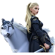 blonde warrior under crescent moon sticker