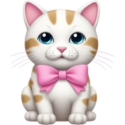 Kawaii cat with pink bow sticker