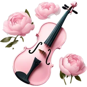 soft pastel pink violin with peonies and glitter sticker