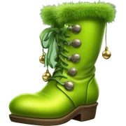Realistic isolated chartreuse elf boots with bells. sticker