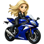 Blonde girl on a dark blue Yamaha R6 side view sticker