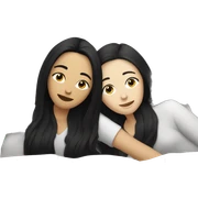 Lesbians with long black hair and white skin laying in bed together sticker
