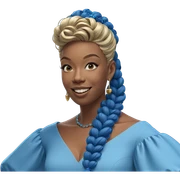 smiling girl in blue dress sticker