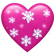 Bright pink heart with glitter on it and snow flakes  sticker