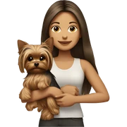 Brunette long hair light tan girl with yorkie puppy sticker