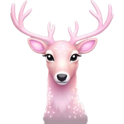 Deer "A pastel pink deer with a glowing, soft fur coat, shimmering antlers adorned with tiny star patterns, and a faint magical aura." sticker