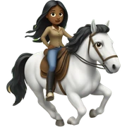 Black haired girl riding horse sticker