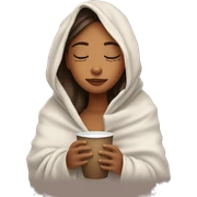 girl inside a blanket sipping coffee eyes closed sticker
