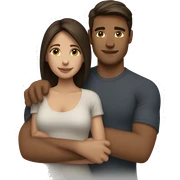 brunette couple hugging sticker