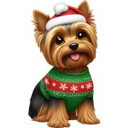 Yorkie wearing Christmas shirt  sticker