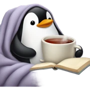 cozy penguin in bed with tea sticker