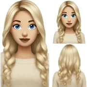 Blonde balayage long hair women blue eyes  beige sweater sticker