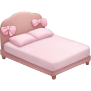 Soft pink bed with white bow sticker