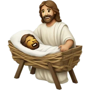 Jesus in a manger sticker