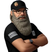 casual male portrait with hat sticker