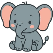 flat toon baby elephant sticker