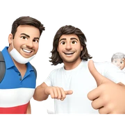 boys in shop smiling together sticker