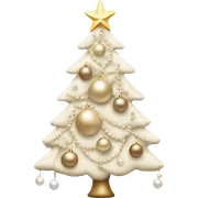 Christmas tree with beige and white ornaments and pearls sticker
