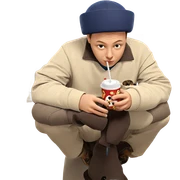 boy with cat and cup sticker