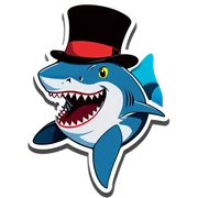 Shark with a top hat sticker