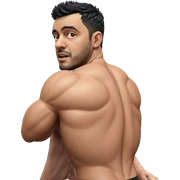muscular male with black hair sticker