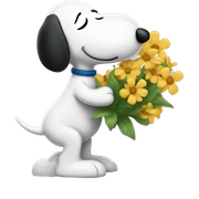snoopy kissing flowers sticker