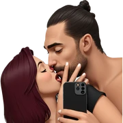 romantic kiss with phone sticker