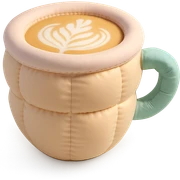 cafe latte with latte art print, soft and plush, pastel colors sticker