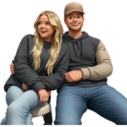 happy couple on a vehicle sticker