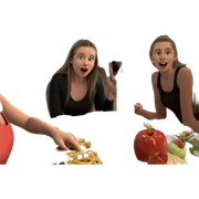 girls enjoying food indoors sticker