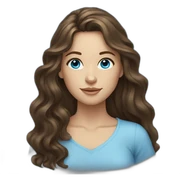 brunette long wavy hair girl blue eyes sticker