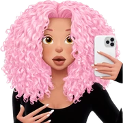 pink haired girl with phone sticker