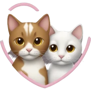 Two cats in heart, one brown one white  sticker