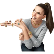 smiling girl with jewelry sticker